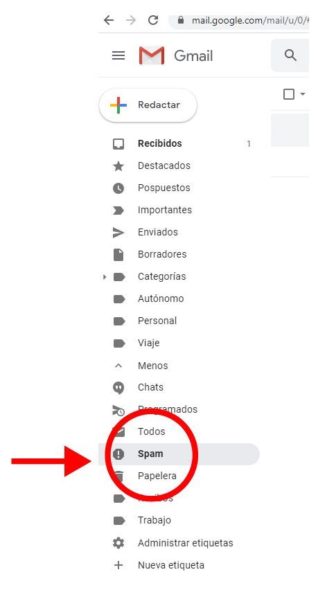 Una captura de pantalla de una cuenta de Gmail en un teléfono celular.