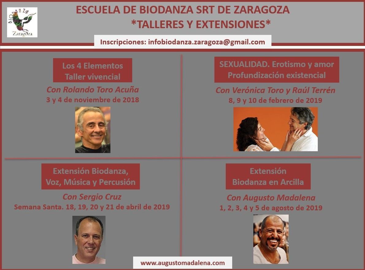 Próximos Talleres y Extensiones de la Escuela de Biodanza SRT de Zaragoza