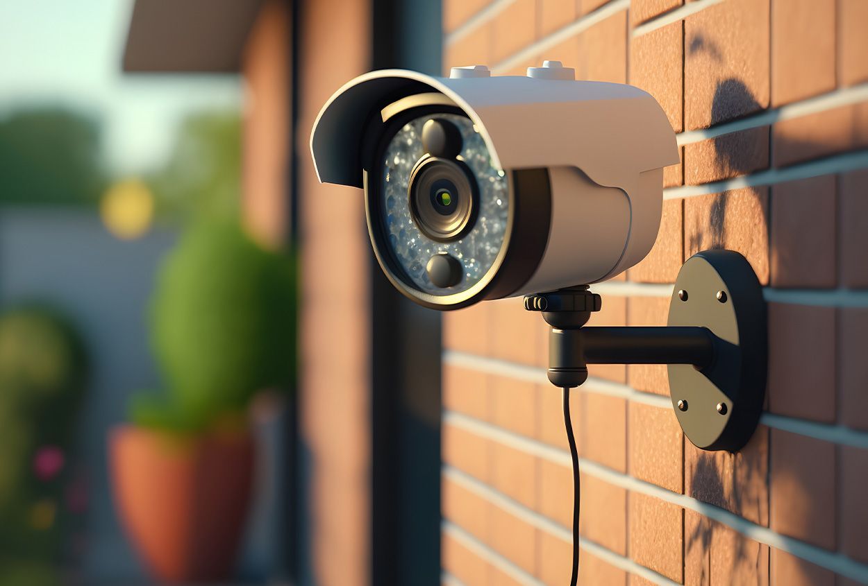 Caméra de vidéosurveillance sur le mur d'une maison