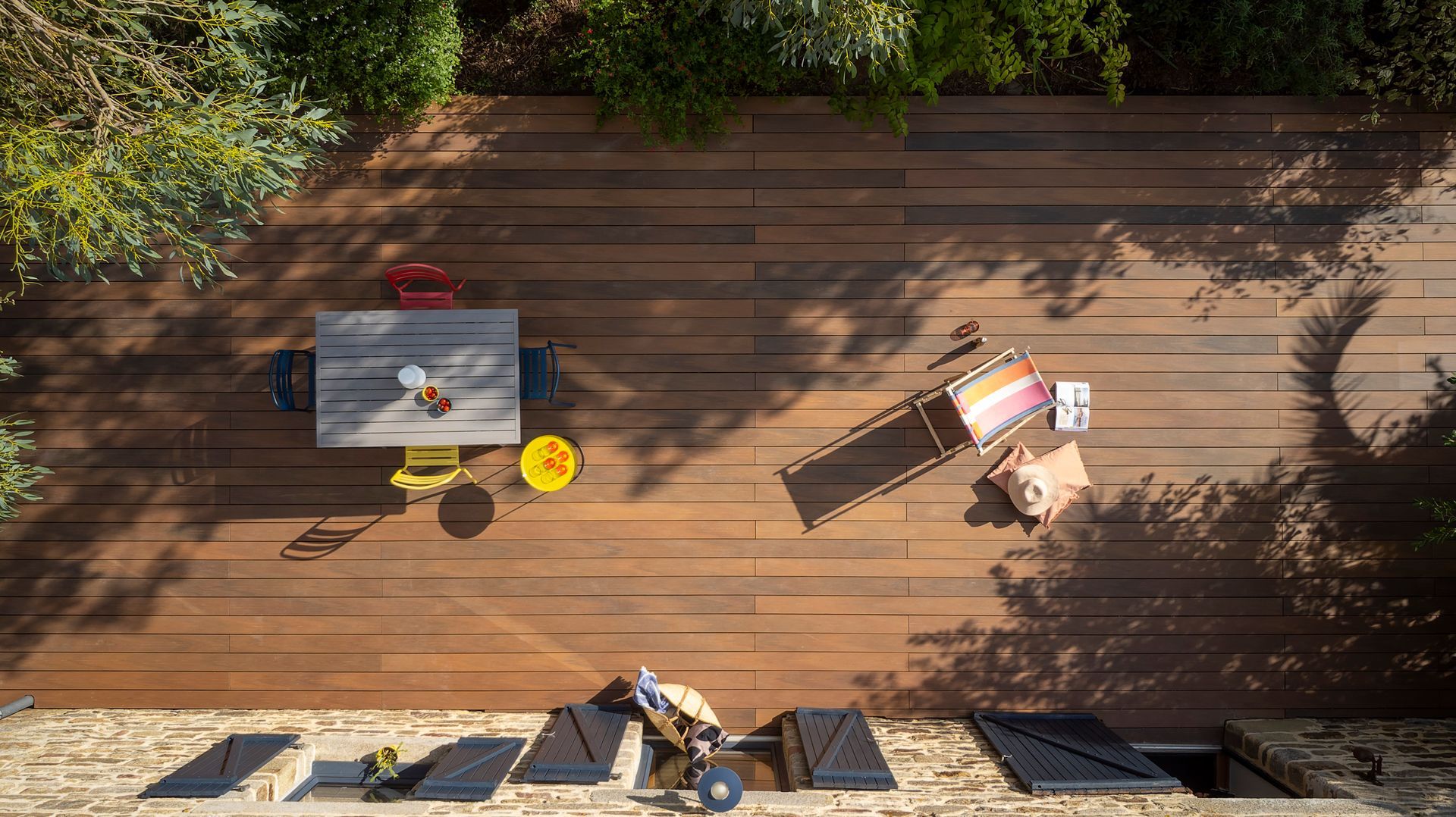 Terrasse en bois vue de haut