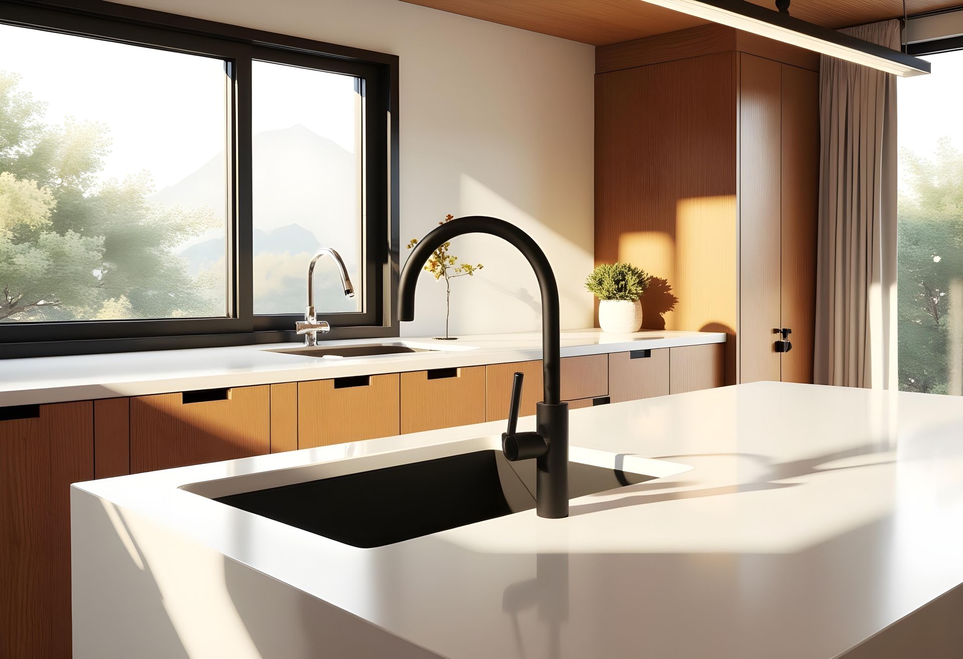 Cuisine moderne blanche et terracotta