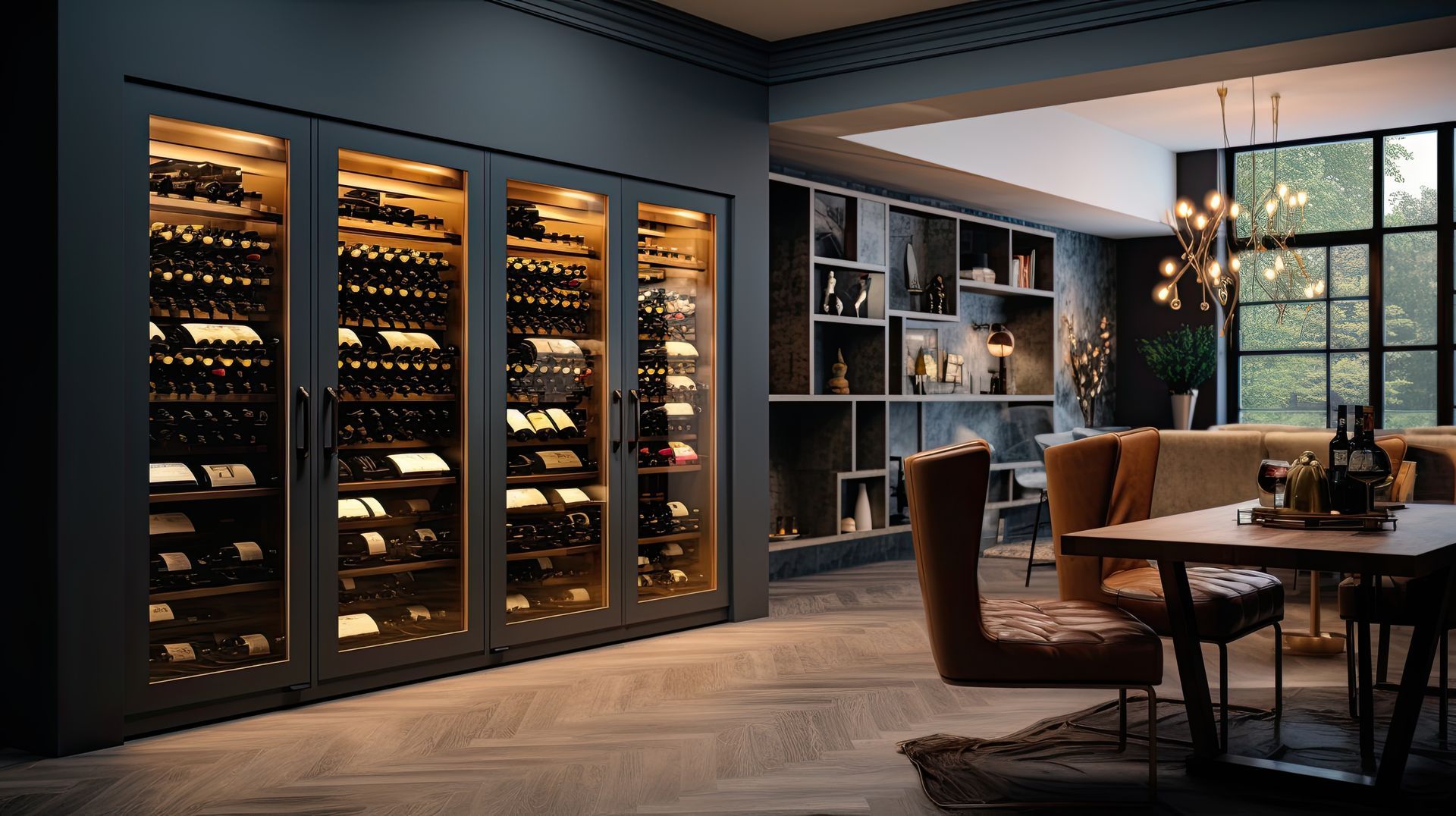 Caves à vins dans un salon
