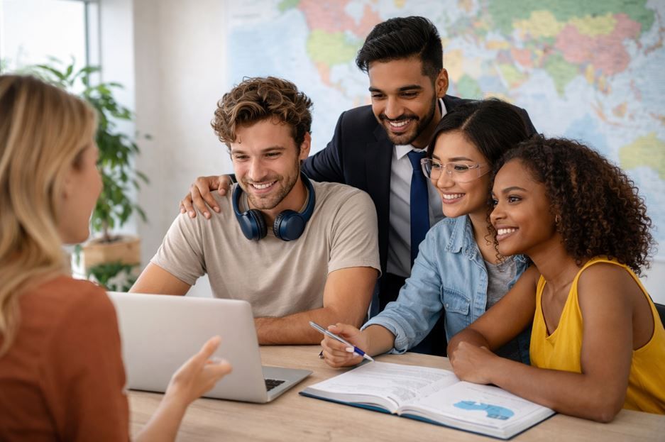 Un grupo diverso de cuatro personas