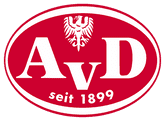 Ein rot-weißes Logo für ein Unternehmen namens avd