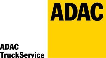 Das Logo des ADAC Truck Service ist gelb und weiß.