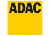 Ein gelb-schwarzes ADAC-Logo auf weißem Hintergrund.