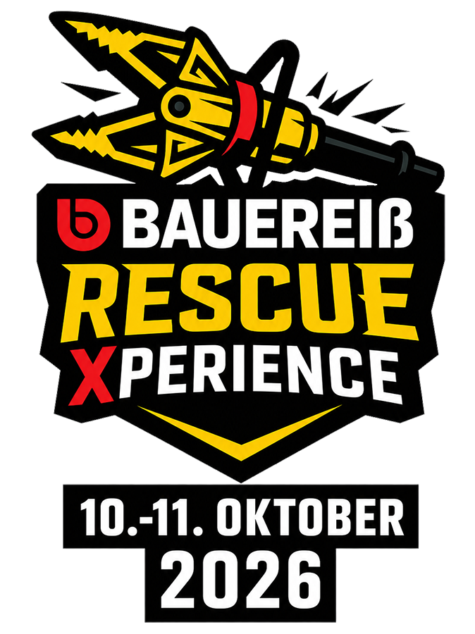 Logo für Bauer Rescue Experience mit Rettungsgerät und Datum 11.-12. Oktober 2025.