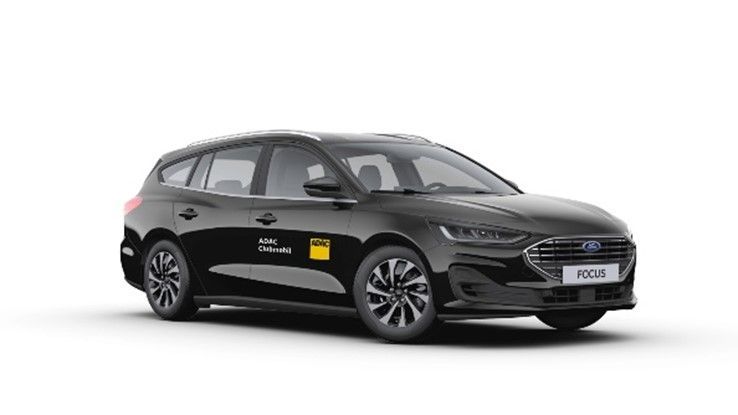 Schwarzer Ford vor weißem Hintergrund.