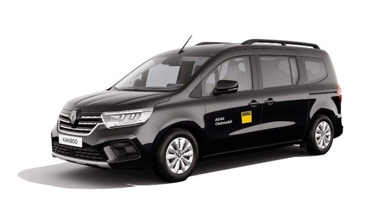 Schwarzer Renault vor weißem Hintergrund.