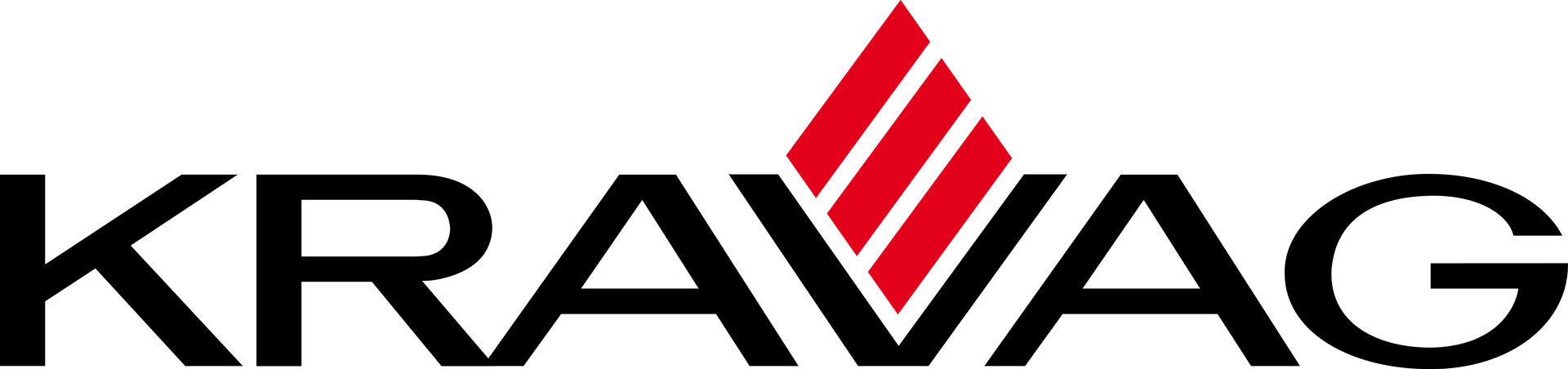 Ein schwarz-rotes Logo für eine Firma namens Kravag