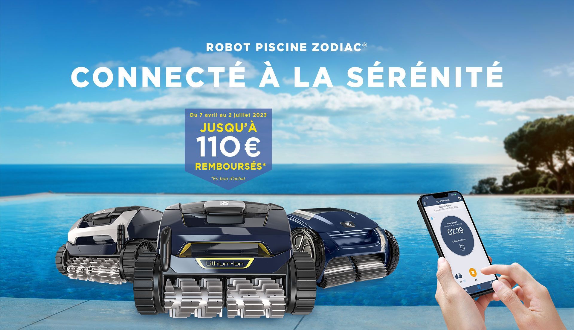 Visuel de publicité pour des robots de piscine