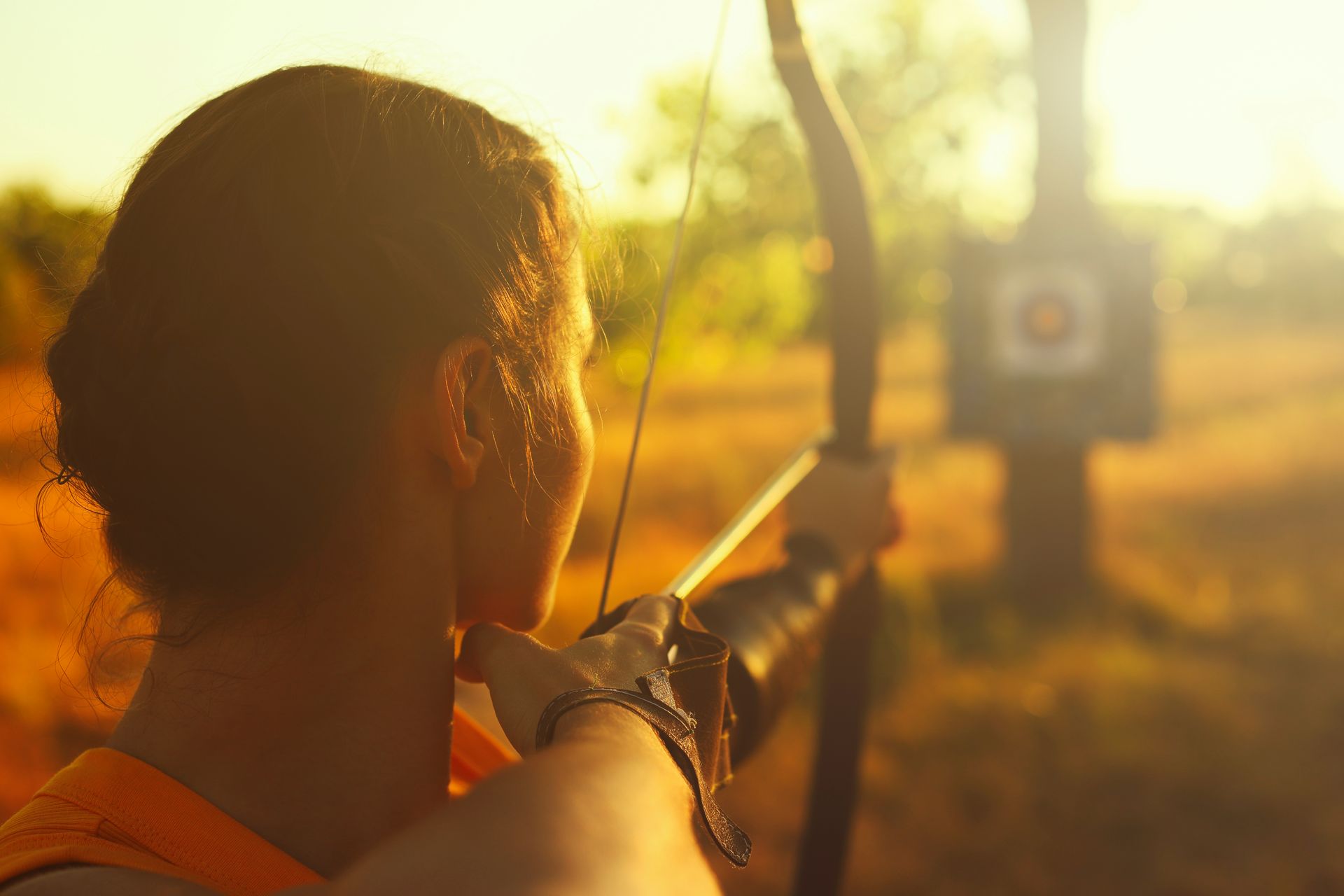 Shooting arrow at bullseye