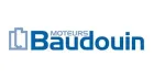 El logotipo de Baudouin Motors es azul y blanco.