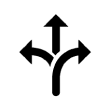 Icon Pfeile in drei verschiedene Richtungen