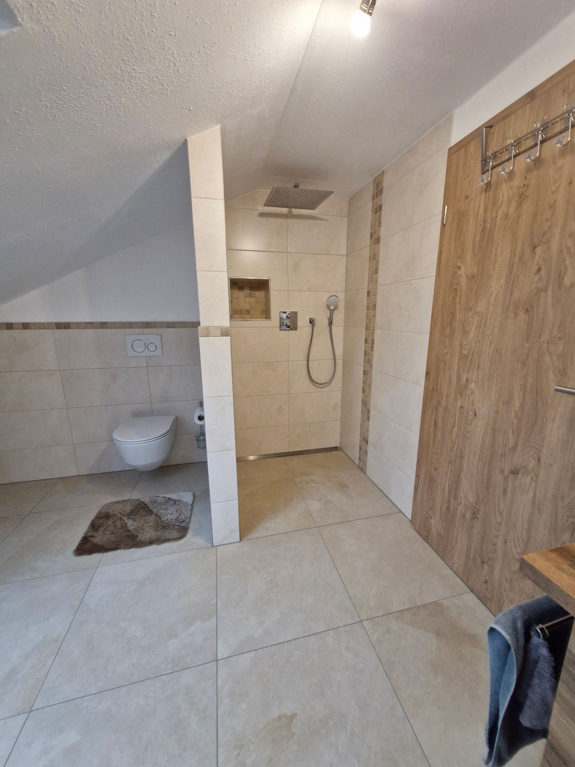 Modernes Badezimmer mit WC und minimalistischer Dekoration.