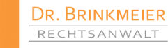 Logo f&uuml;r Dr. Brinkmeier Rechtsanwalt mit orangefarbenem und grauem Schriftzug auf wei&szlig;em Hintergrund