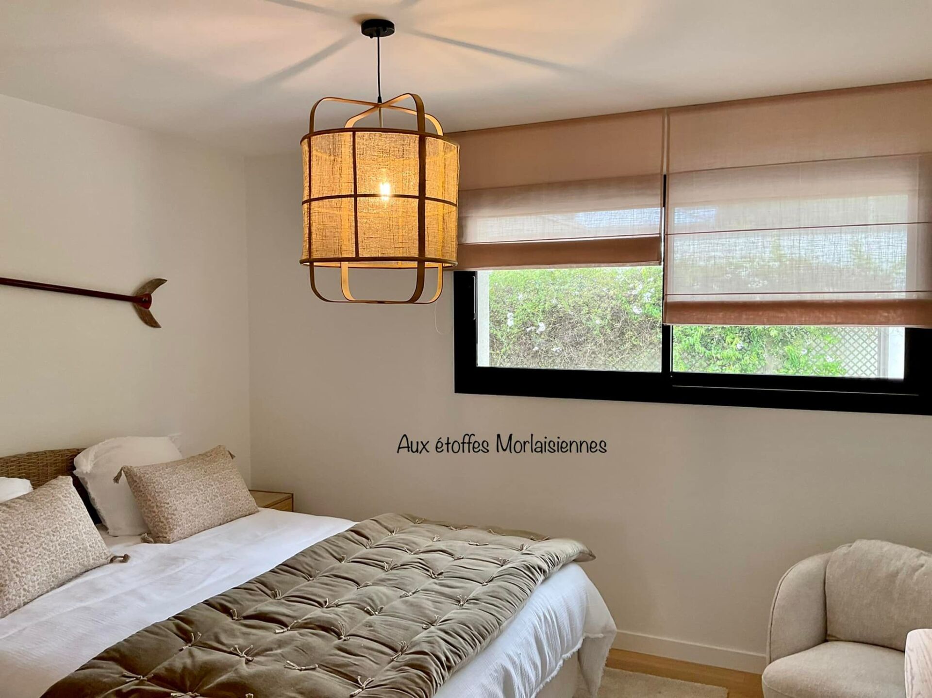 Store bateau opaque en tissu beige