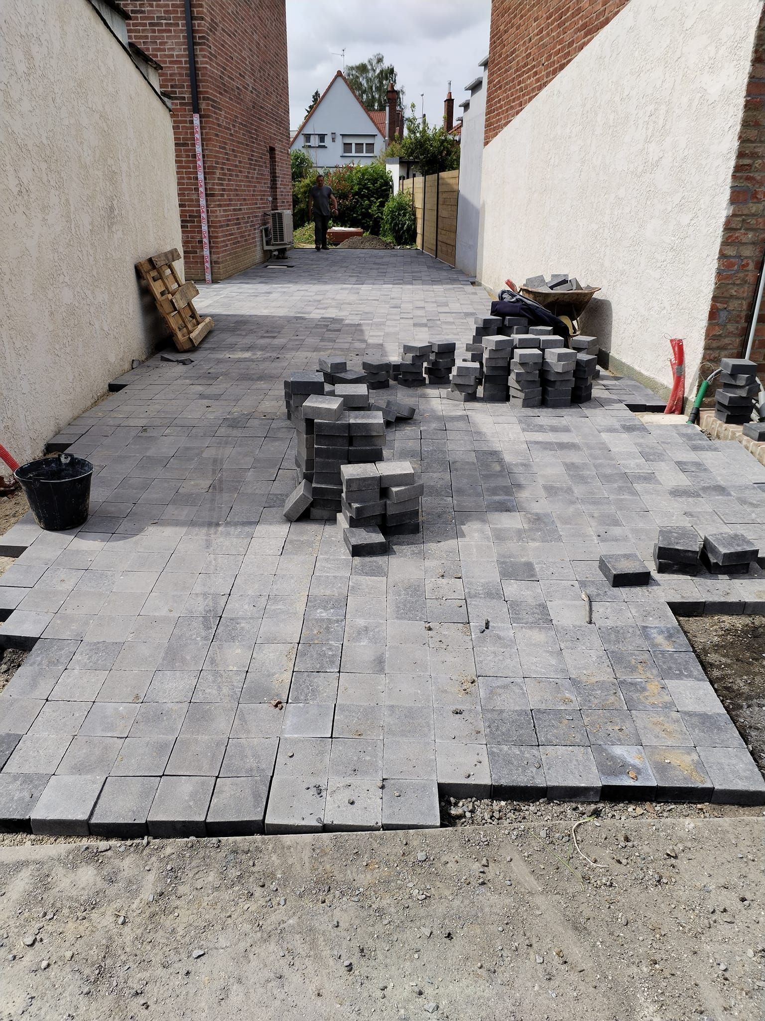 Construction d'une allée en pavés