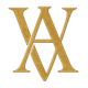 Logotipo monograma dorado &ldquo;VA&rdquo; encima de &ldquo;VEIGA ALDEMIRA CONSULTING&rdquo; sobre fondo oscuro.