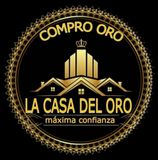 Logo circular negro y dorado de &ldquo;Compro Oro La Casa del Oro&rdquo; con una casa y el lema &ldquo;m&aacute;xima confianza&rdquo;