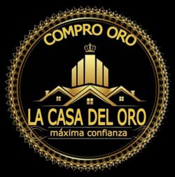 Logo circular negro y dorado de &ldquo;Compro Oro La Casa del Oro&rdquo; con una casa y el lema &ldquo;m&aacute;xima confianza&rdquo;