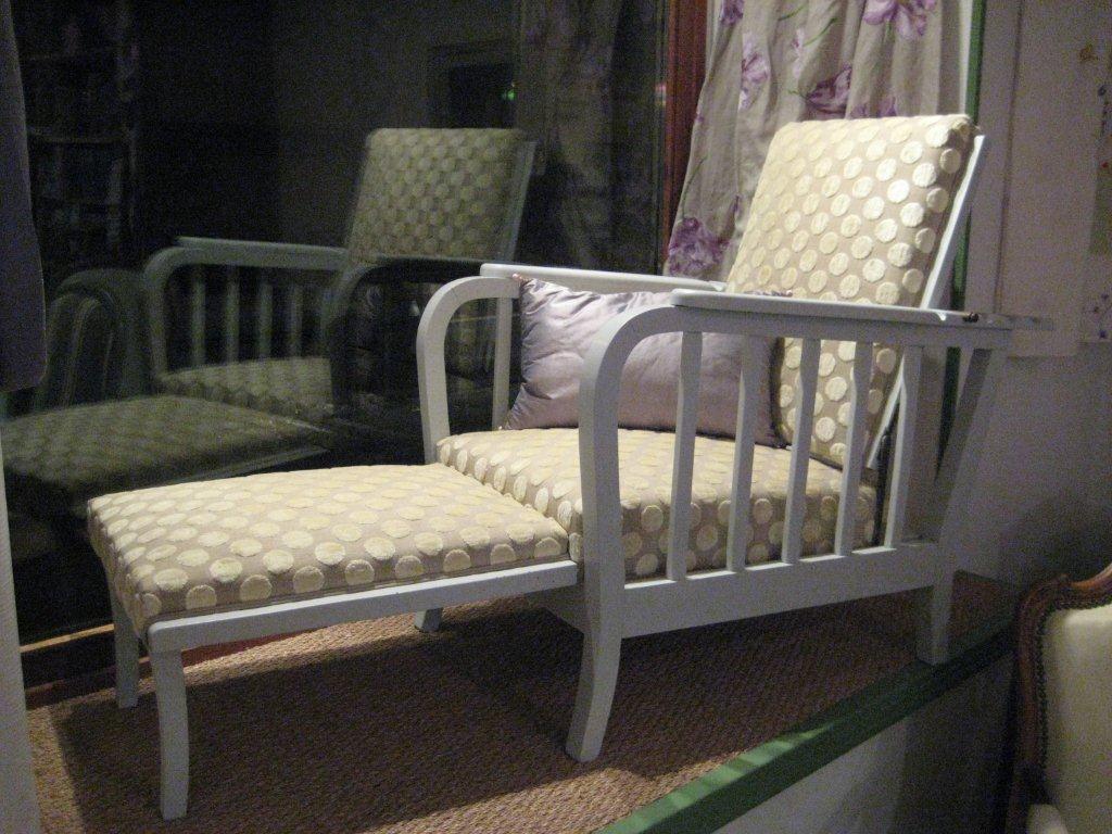 Fauteuil chaise longue articulée tissu pois jaune Churchill