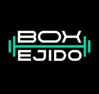 Logotipo de Box Ejido: Texto blanco sobre fondo negro, con