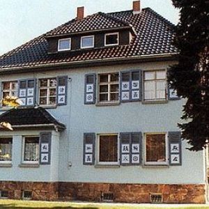 Braunes Ziegeldach mit einer Reihe kleiner Dachgauben.