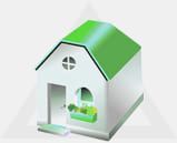 Symbolbild eines Hauses mit grünem Dach
