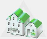 Illustration mehrerer Häuser als Symbol für Immobilien