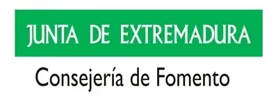 Logo of Junta de Extremadura, green and white with “Consejería de Fomento” below