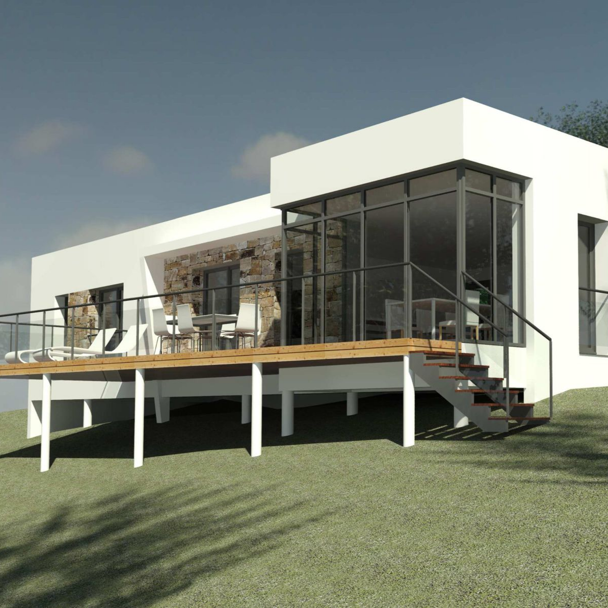 Réalisation 3D de maison avec terrasse