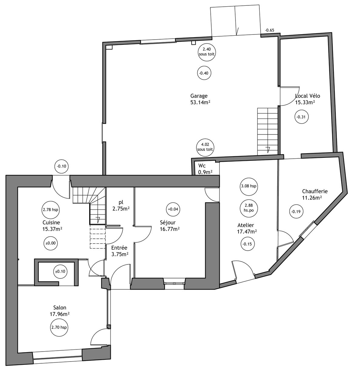 Plan de l'existant pour un projet de logements collectifs