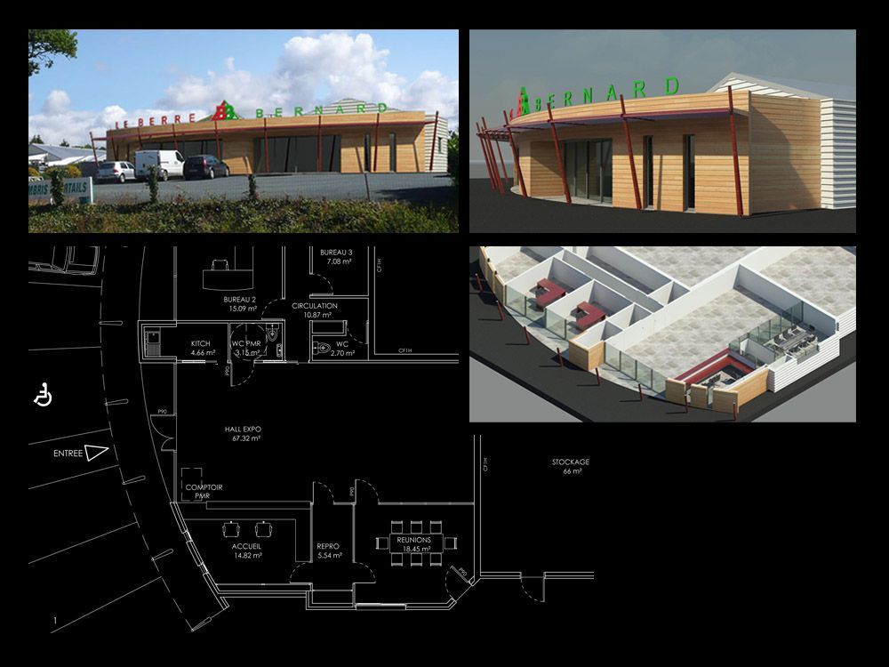 Projection 2D d'un projet de construction d'un bâtiment industriel