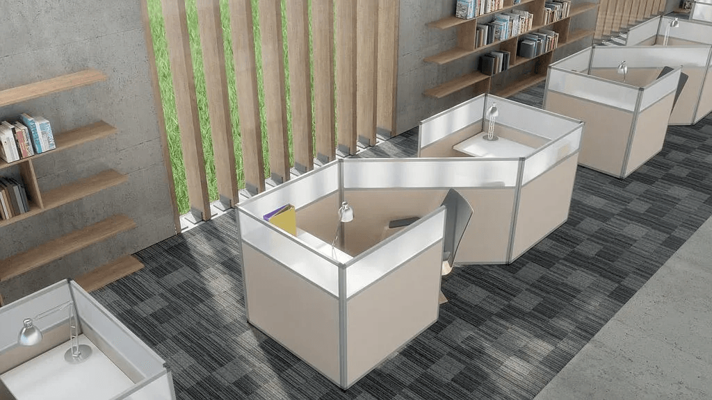 Bench avec cloisonnement 2 postes en forme de 8