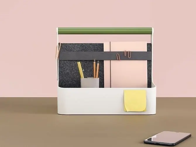 Porte ustensiles design blanc avec poignée verte