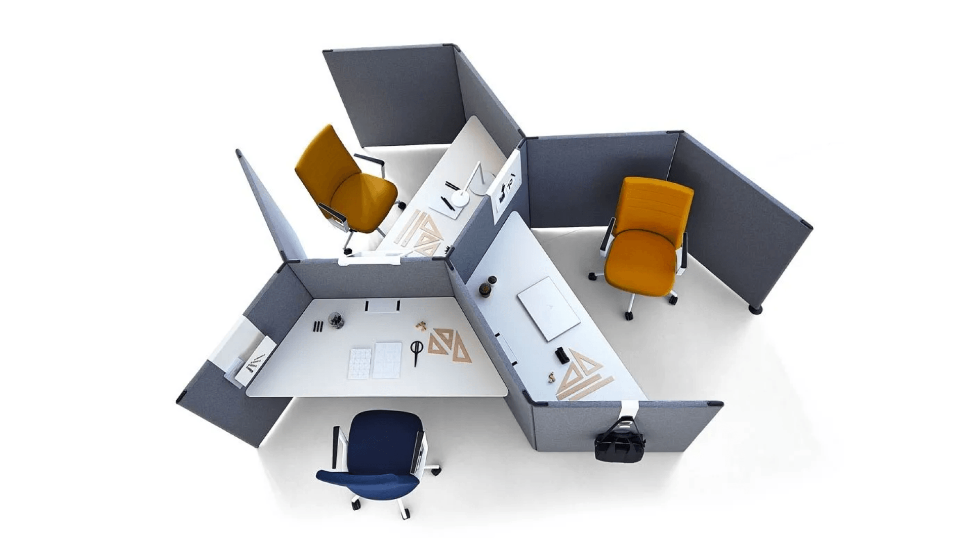 Bench avec cloisonnement, 3 postes de travail