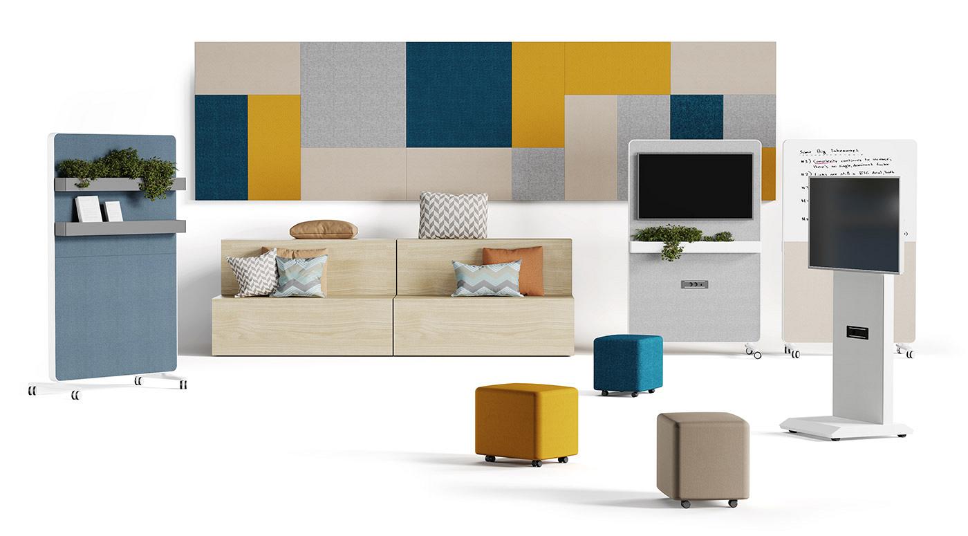 Différents éléments et accessoires de bureau