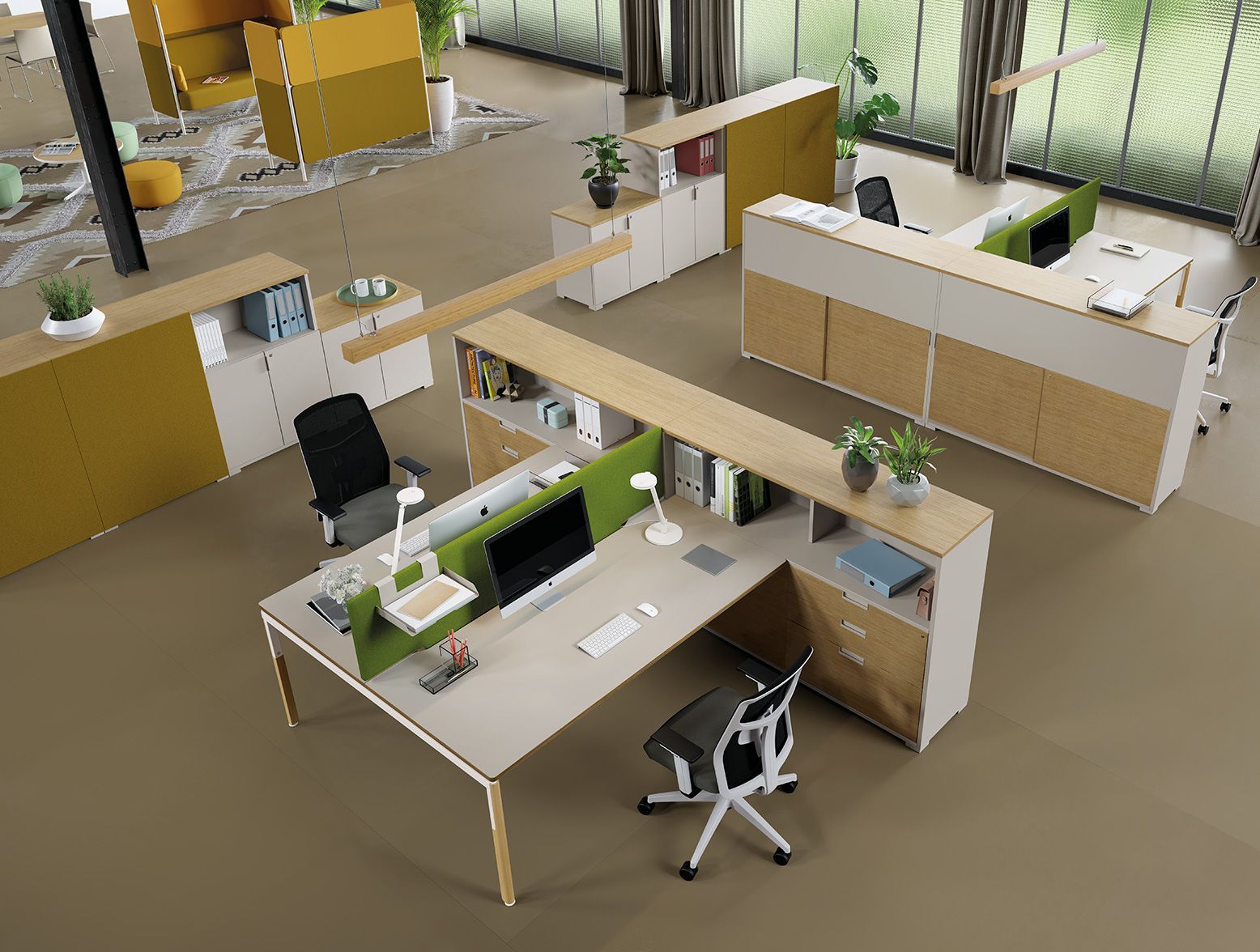 Bureaux vu du dessus dans open space cossu