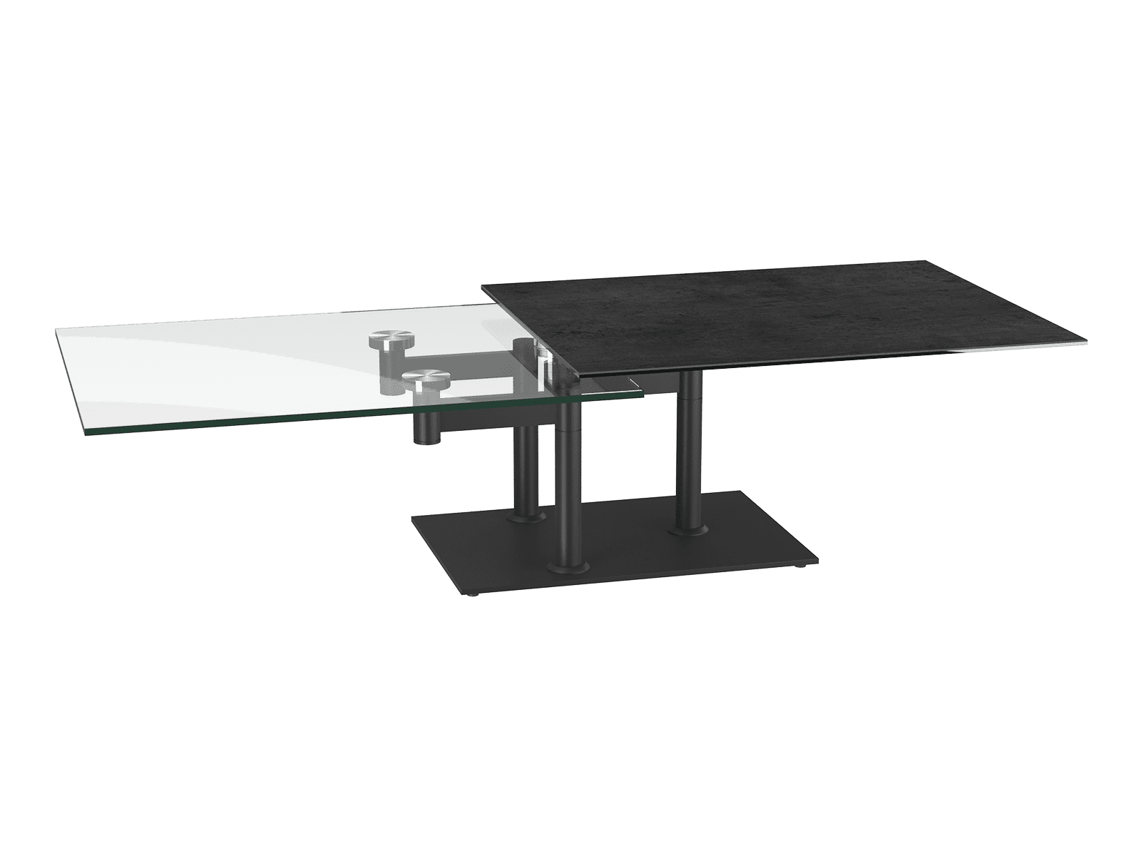 Table basse opera en céramique, verre et acier laqué