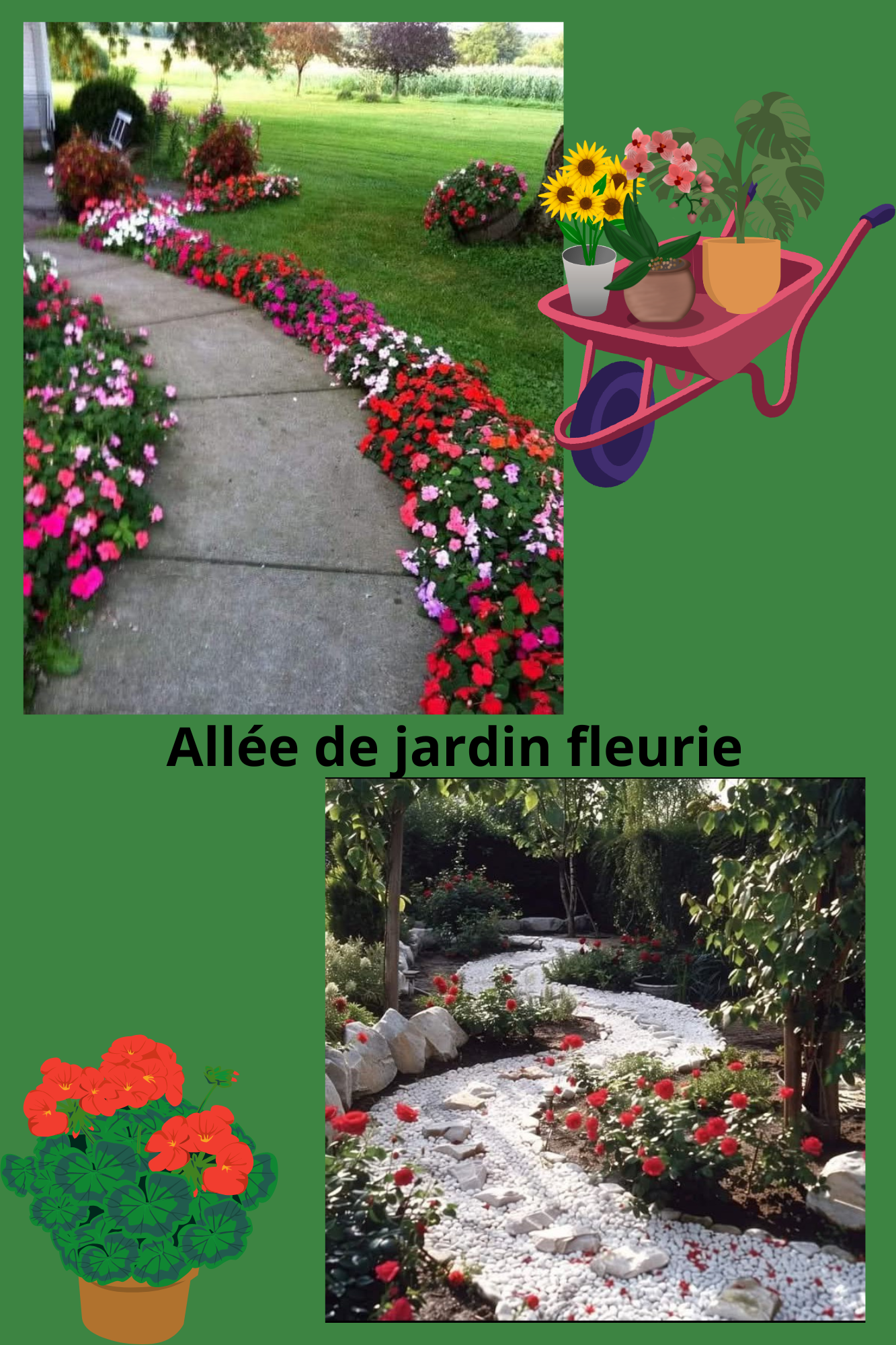 Allée fleurie de jardin.