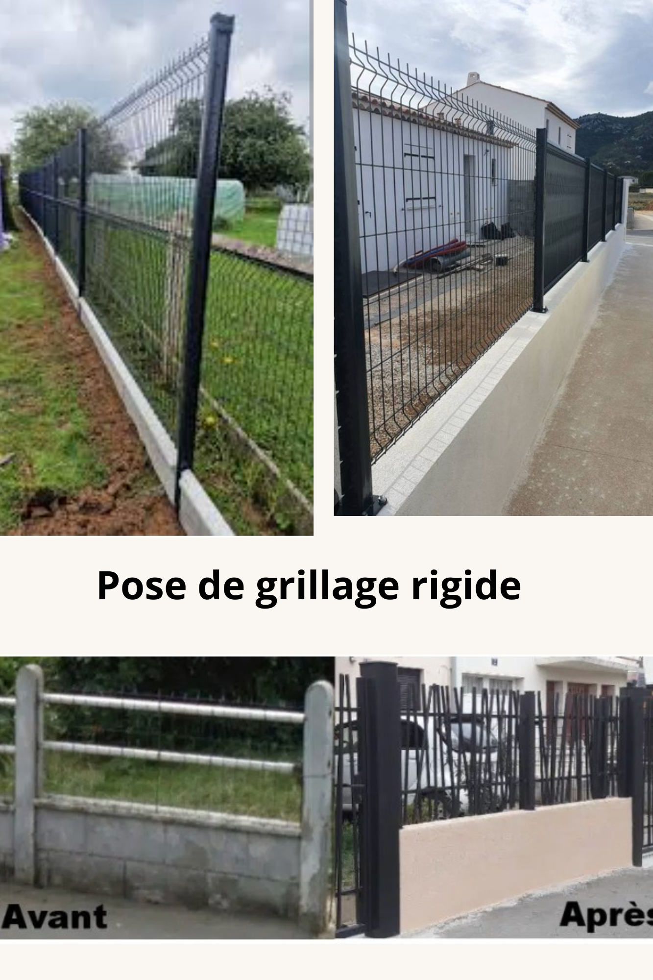 Pose de grillage rigide.