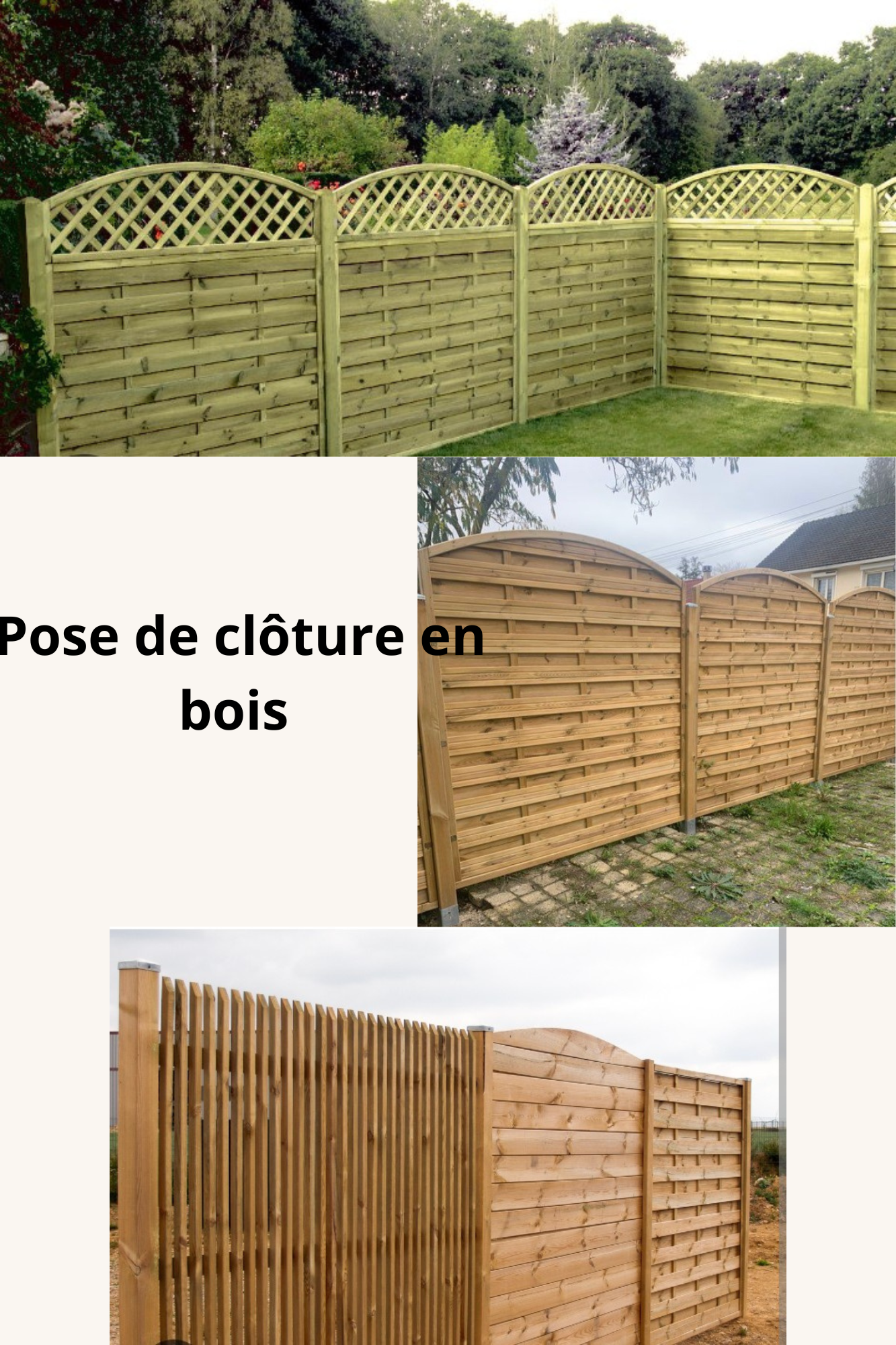 Pose de clôture en bois.