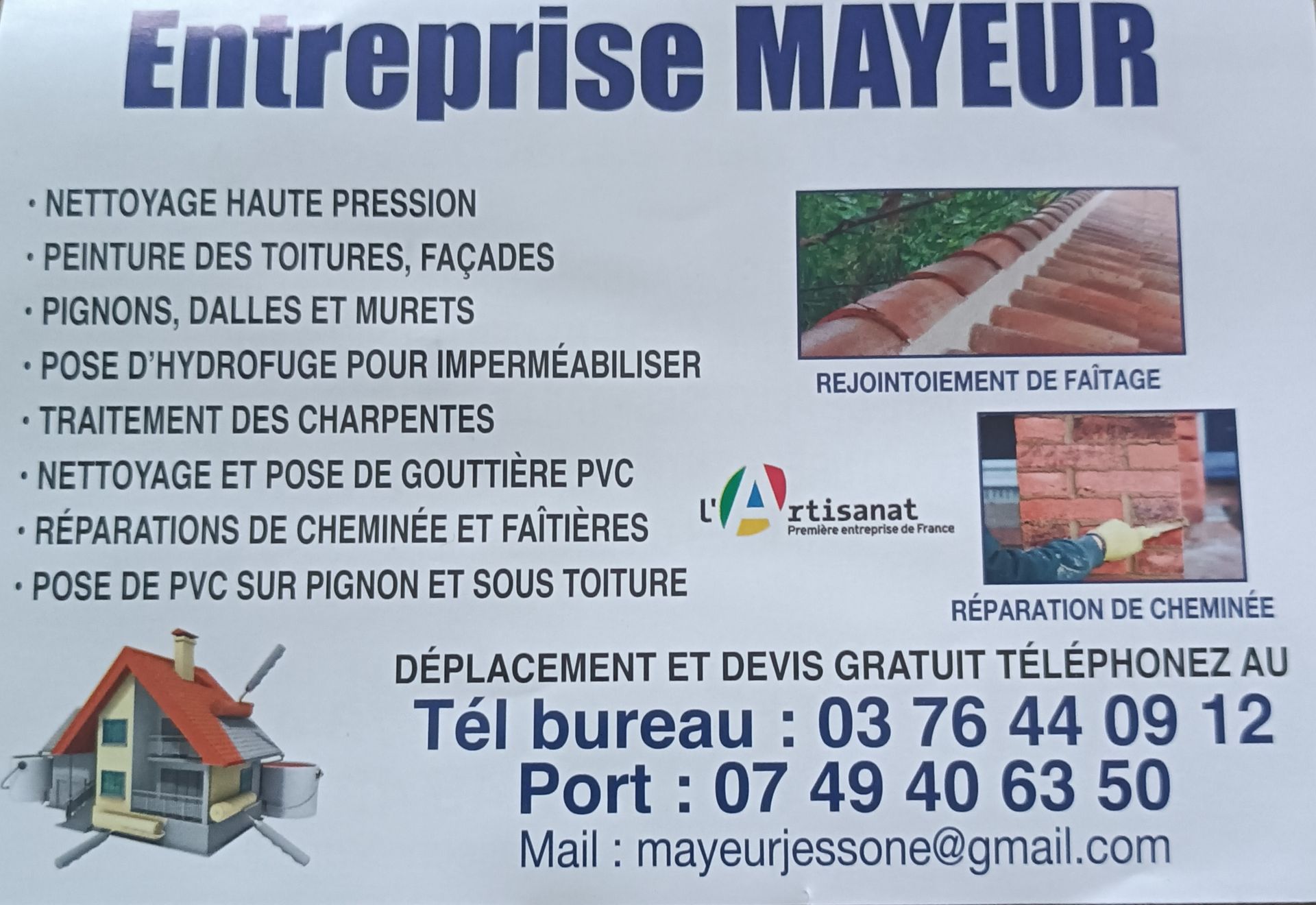 Carte de visite de l'entreprise.