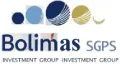 Logotipo do Bolimas SGPS Investment Group apresentando cinco círculos de tamanhos variados em azul e dourado acima do nome da empresa.