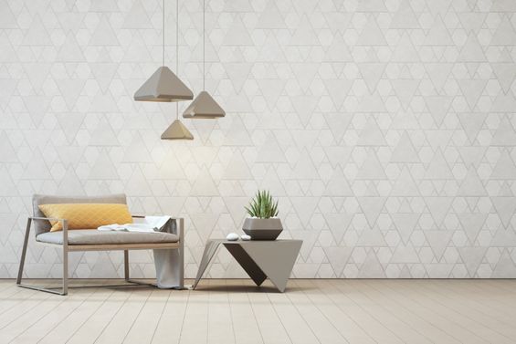 Halb tapezierte Wand mit Barockmuster