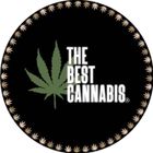Logotipo circular con fondo negro, hoja de cannabis verde y texto blanco: "EL MEJOR CANNABIS".