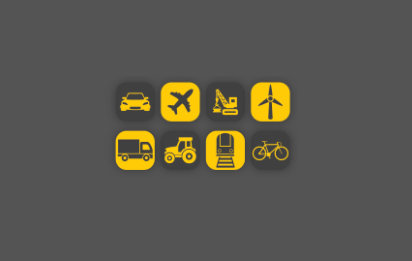 Image représentant différentes icônes, comme une voiture, un avion, etc.