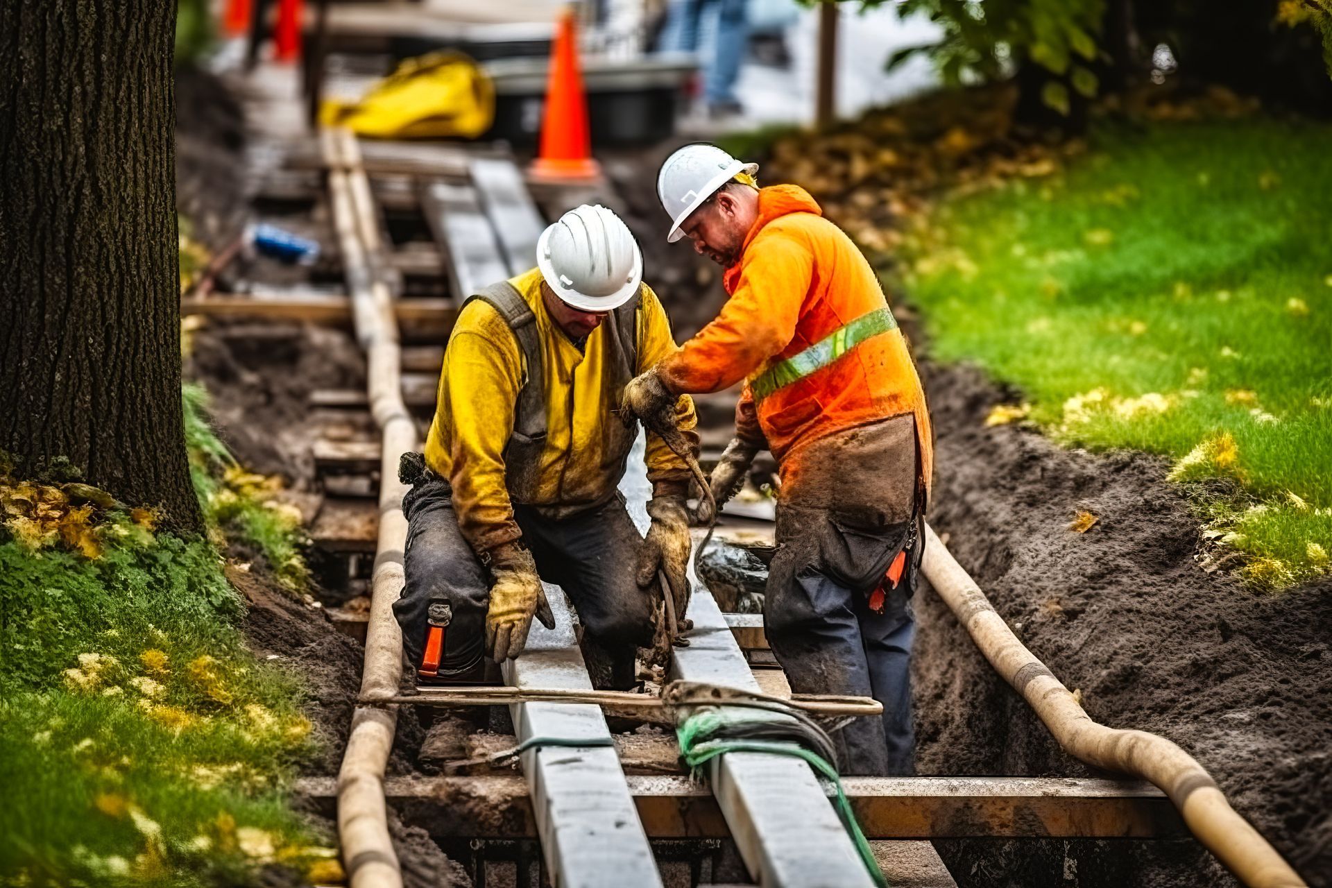 Intervention pour raccordement au tout à l'égouts municipal pour un lotissement en construction