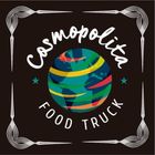 Logotipo del food truck Casanopoliia con globo terr&aacute;queo colorido y letras blancas sobre fondo negro.